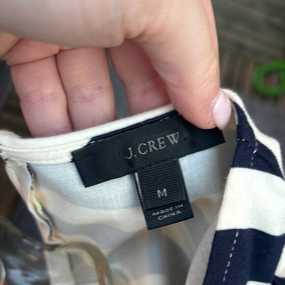 J.Crew Asymmetrical Black & White Striped Ruffle Peplum Blouse - Picture 8 of 8